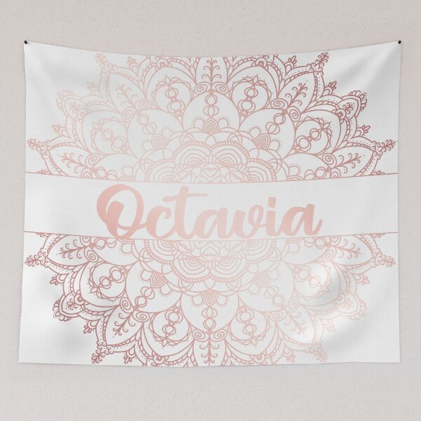 Item preview, First name Octavia mandala in rose gold designed and sold by felinefeelings.