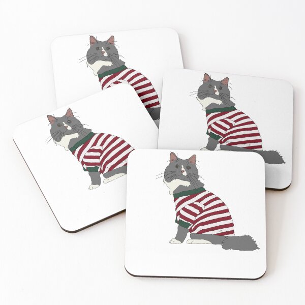 Item preview, Cat in Christmas Pajamas (Grey and White) designed and sold by nklange240.