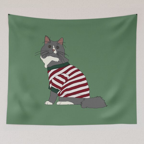 Item preview, Cat in Christmas Pajamas (Grey and White) designed and sold by nklange240.