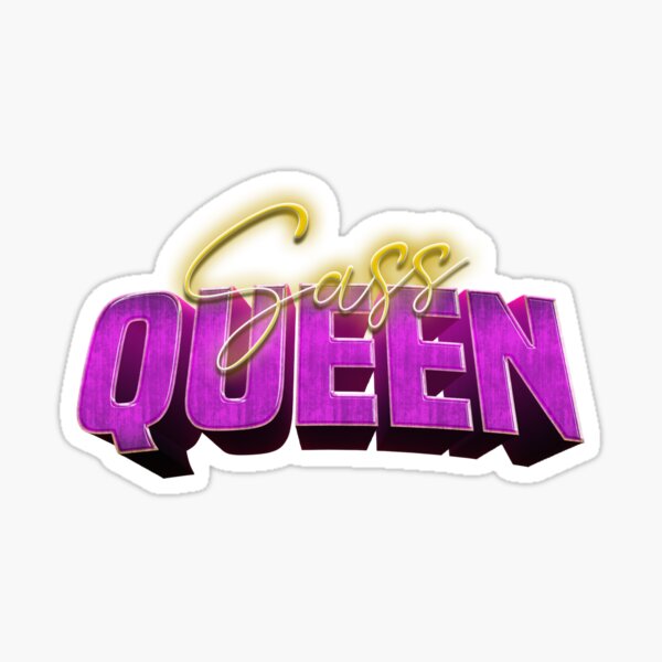 "Sass Queen Purple Gold Script 3D Typography " Sticker for Sale by