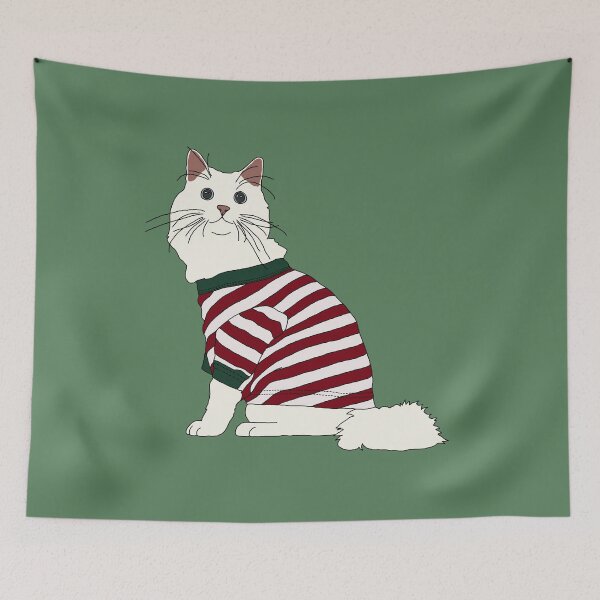 Item preview, Cat in Christmas Pajamas (White with Blue Eyes) designed and sold by nklange240.