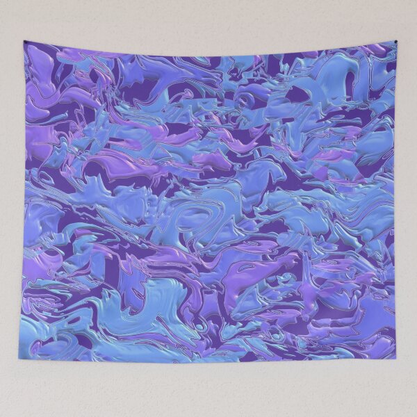 Item preview, Blue Purple Curvy Paint Dabs - Simulated Pour designed and sold by SeaChangeDesign.