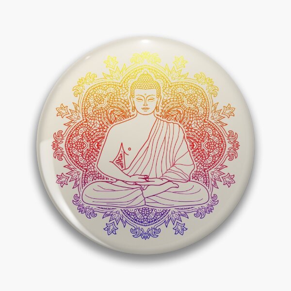 Item preview, Colorful Sitting Buddha with Lotus Flower Mandala Background  designed and sold by SoccaTamam.