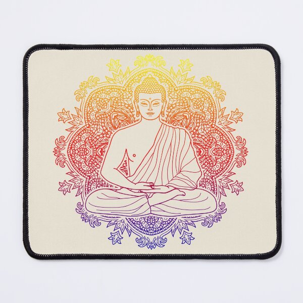 Item preview, Colorful Sitting Buddha with Lotus Flower Mandala Background designed and sold by SoccaTamam.
