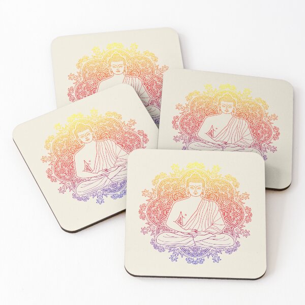 Item preview, Colorful Sitting Buddha with Lotus Flower Mandala Background  designed and sold by SoccaTamam.