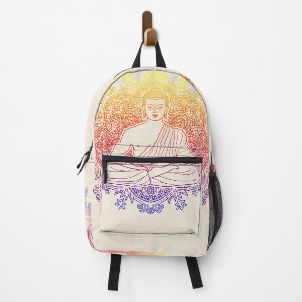 Item preview, Colorful Sitting Buddha with Lotus Flower Mandala Background  designed and sold by SoccaTamam.