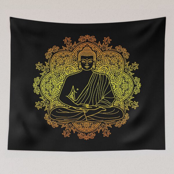 Item preview, Colorful Buddha with Lotus Flower Mandala Background  designed and sold by SoccaTamam.