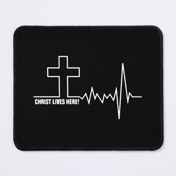 Item preview, Christian Christ Lives Here heartbeat Cross Jesus Gift Premium Apparel Funny Holiday Xmas designed and sold by DesignByHeartUK.