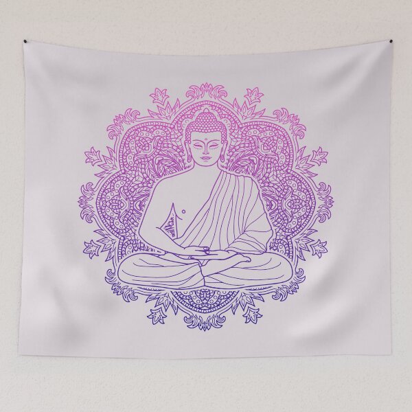 Item preview, Colorful Sitting Buddha with Lotus Flower Mandala Background 5 designed and sold by SoccaTamam.