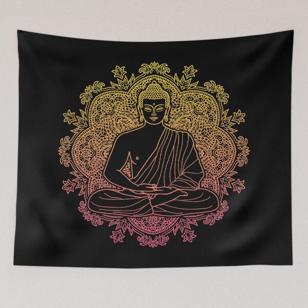 Item preview, Colorful Sitting Buddha with Lotus Flower Mandala Background 6 designed and sold by SoccaTamam.