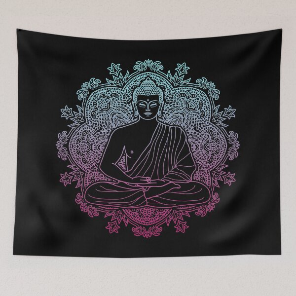 Item preview, Colorful Sitting Buddha with Lotus Flower Mandala Background 7 designed and sold by SoccaTamam.
