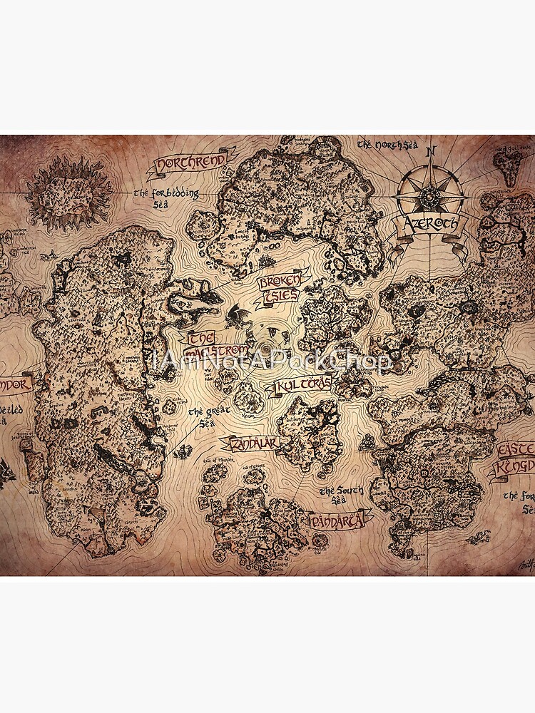 Aperçu 5 sur 5. Tapis de souris avec l'œuvre Carte vintage d'Azeroth de World of Warcraft créée et vendue par IAmNotAPorkChop.