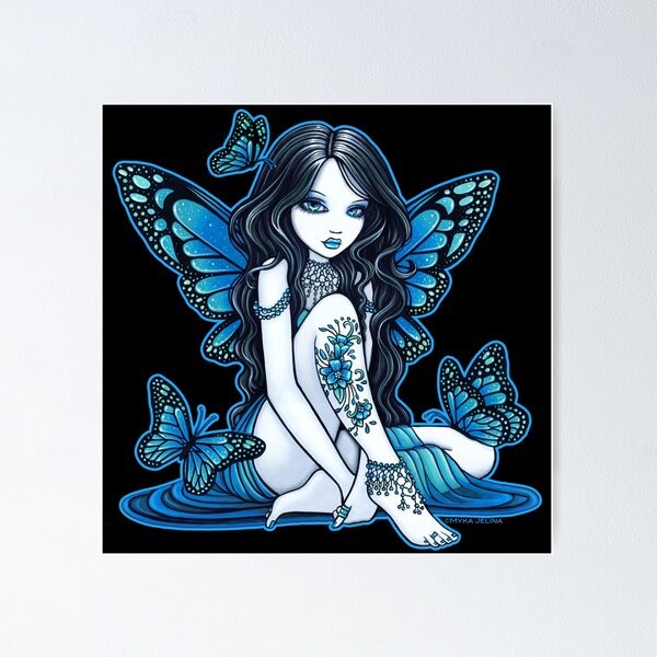 Artikelvorschau, Maia by Myka Jelina Blue Butterfly Flower Tattoo Gothic Fairy entworfen und verkauft von Myka Jelina.