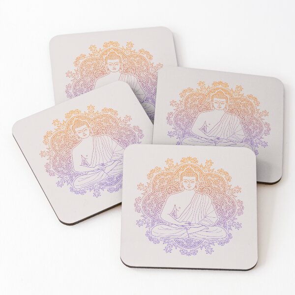 Item preview, Sitting Buddha with Lotus Flower Colorful Mandala Background designed and sold by SoccaTamam.