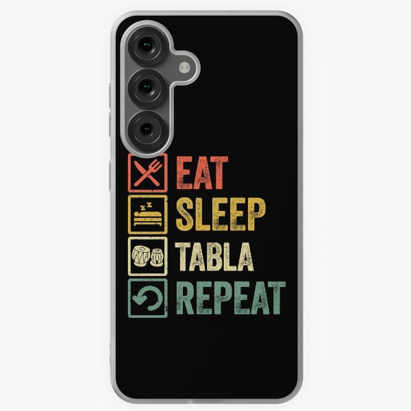 Vista previa del artículo con la obra «Funny eat sleep tabla repeat retro vintage gift», diseñado y vendido por HN-ART.