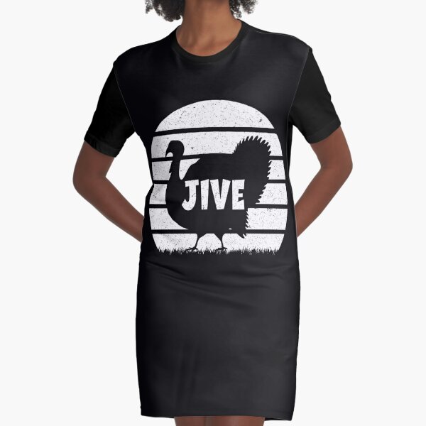 Funny Jive Thanksgiving Turkey Day Retro Holiday Graphic T-Shirt Dress