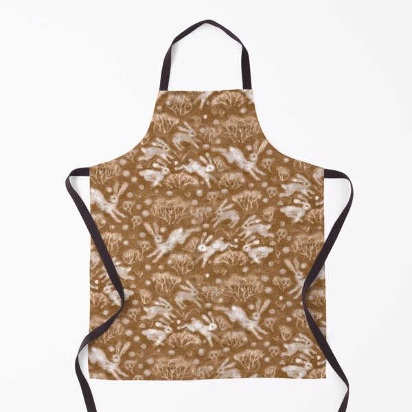 Item preview, Hares Field, White Rabbits, Winter Holidays Animal Pattern  Sepia Brown designed and sold by Julia Khoroshikh.