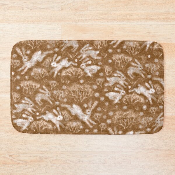 Item preview, Hares Field, White Rabbits, Winter Holidays Animal Pattern  Sepia Brown designed and sold by Julia Khoroshikh.
