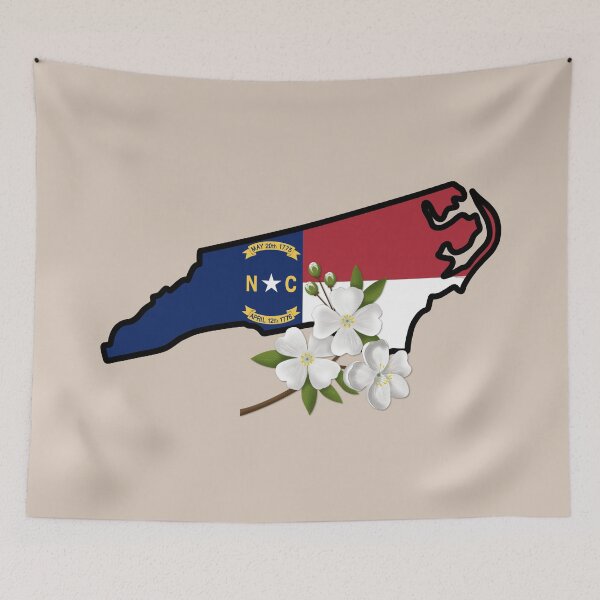 Item preview, State of North Carolina Flag with State Flower Flowering Dogwood designed and sold by Gsallicat.