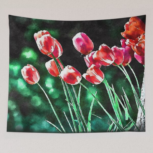 Artikelvorschau, Red Tulips Watercolor painting entworfen und verkauft von Zurickdesigns.