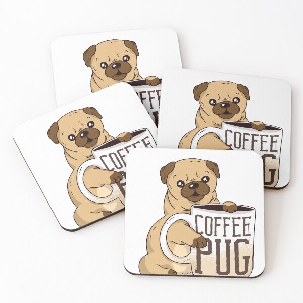 Item preview, pug with coffee mug designed and sold by Oh-Marsha.