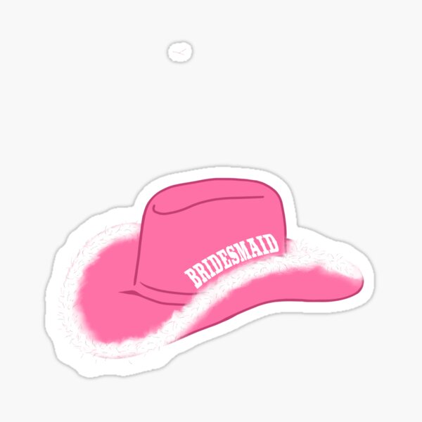 Item preview, pink bridesmaid white boa trim cowboy hat designed and sold by Marla Gambucci.