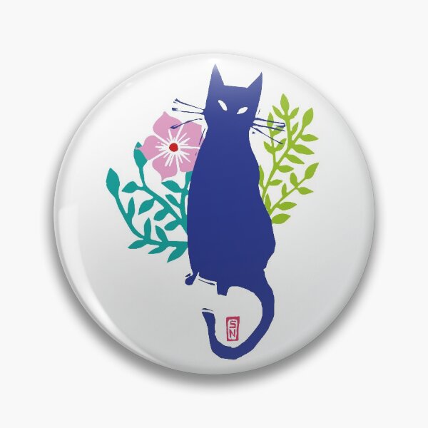 Item preview, Blue cat with flowers "Attentive" designed and sold by naposyl.
