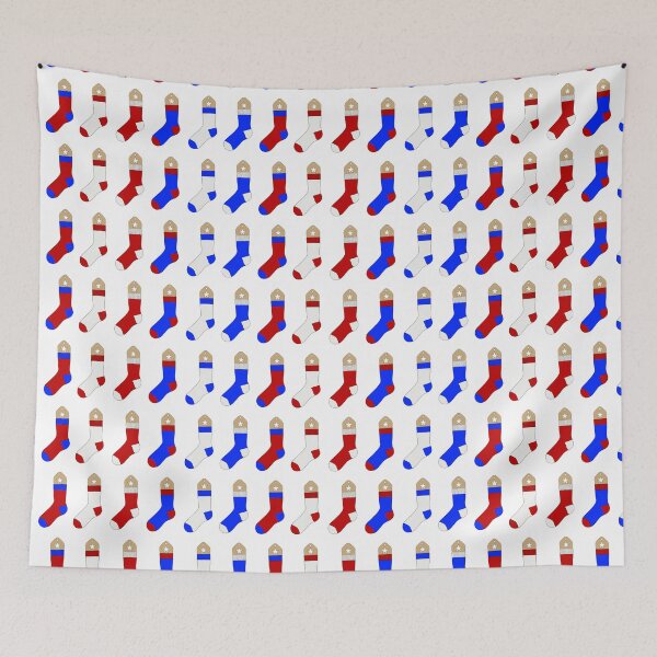 Item preview, Knit Socks (Red, White, and Blue with Dark Wood) designed and sold by nklange240.