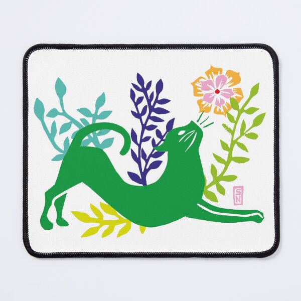 Item preview, Green cat with flowers "The star scorer" designed and sold by naposyl.