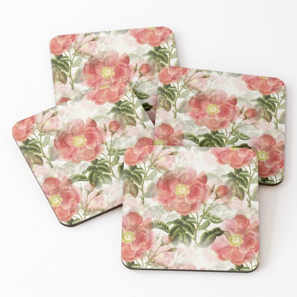 Item preview, Gorgeous Elegant Watercolor Vintage Abstract Pink Wild Roses and Leaves Floral Pattern designed and sold by silviaol.