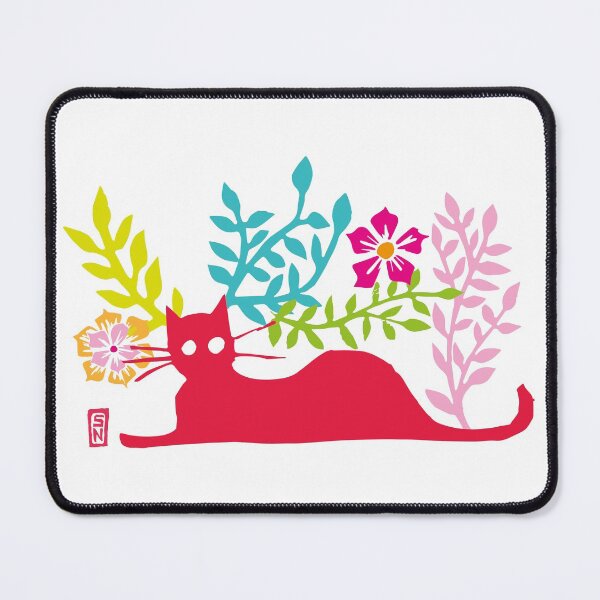 Item preview, Red cat with flowers "The Astonished" designed and sold by naposyl.