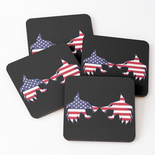 Item preview, twin wolf USA flag designed and sold by the Zarock Shop.