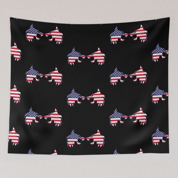 Item preview, twin wolf USA flag designed and sold by the Zarock Shop.