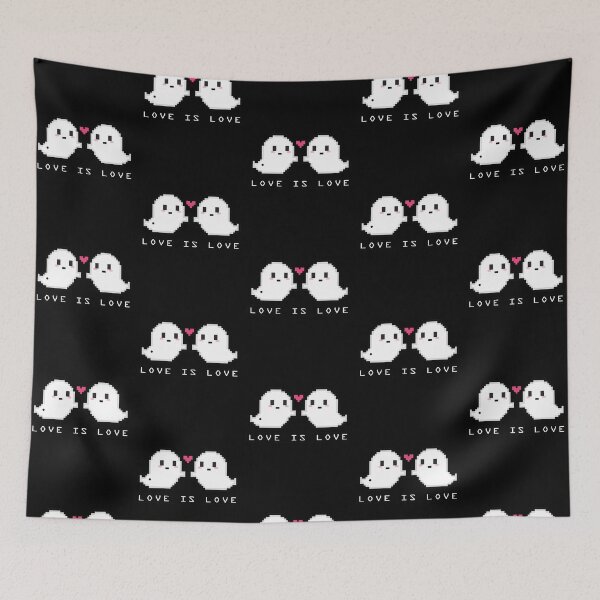 Item preview, Love is Love Kawaii Halloween Ghosts Heart designed and sold by MOP-tees.