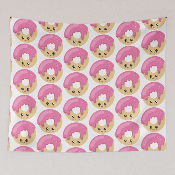 Item preview, Kawaii Pink Glazed Donut With Pretty Face  designed and sold by Simplyy  Unique.