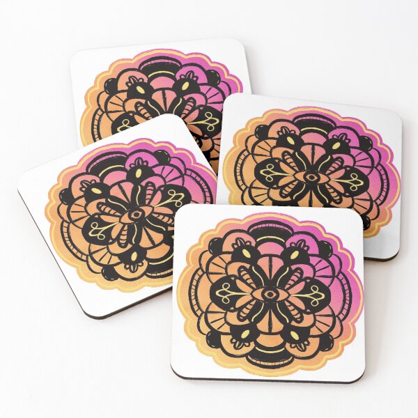 Item preview, Colorful mandala — hot pink, orange, yellow, black designed and sold by thephoenixsoul.