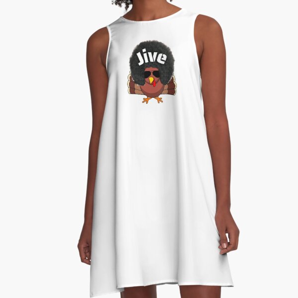 Funny Thanksgiving Jive Turkey With Afro And Shade Essential A-Line Dress