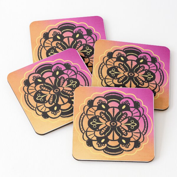 Item preview, Bold colors mandala — hot pink, orange, yellow, black ombré  designed and sold by thephoenixsoul.