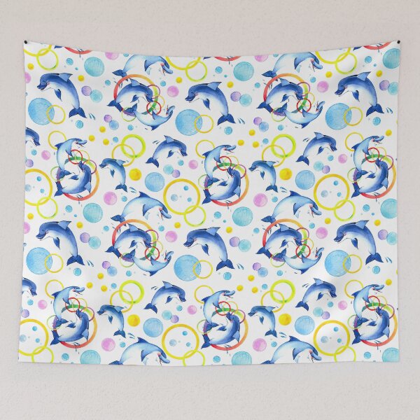 Item preview, Funny Dolphins Colorful Rings  designed and sold by ConcorStore.