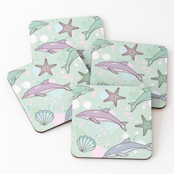 Item preview, Multicolor Dolphins On Color Splashes Background designed and sold by ConcorStore.