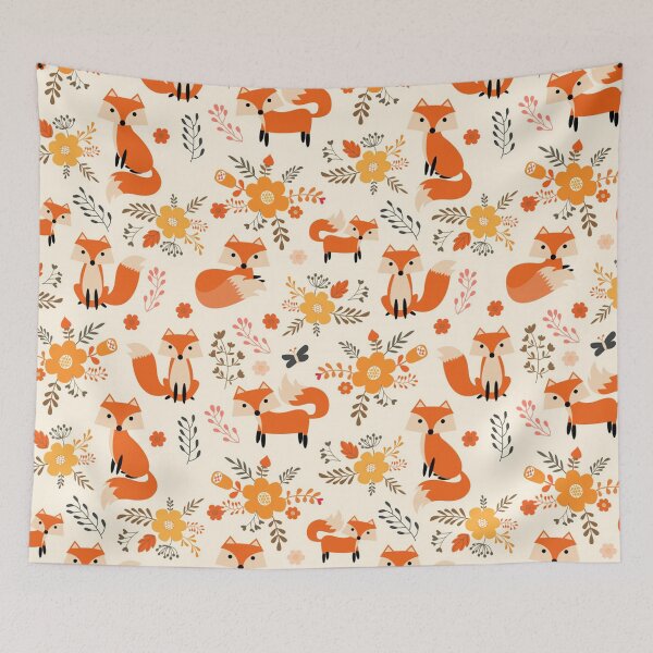 Item preview, FOX FLOWER PATTERN designed and sold by aggiexnjoz.