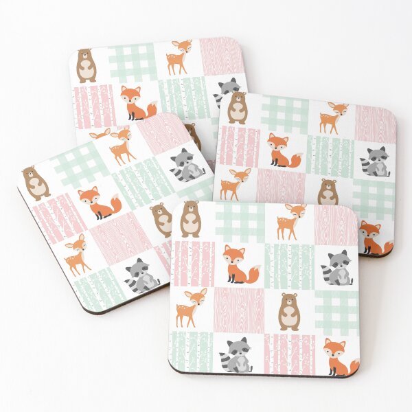 Item preview, Fox Raccoon Bear Deer mint pink cute pattern designed and sold by aggiexnjoz.