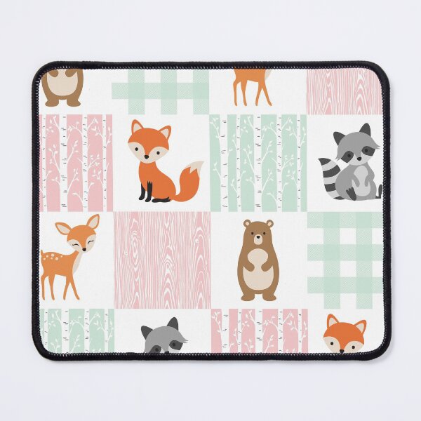Item preview, Fox Raccoon Bear Deer mint pink cute pattern designed and sold by aggiexnjoz.