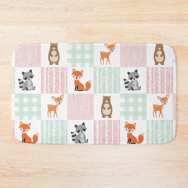 Item preview, Fox Raccoon Bear Deer mint pink cute pattern designed and sold by aggiexnjoz.
