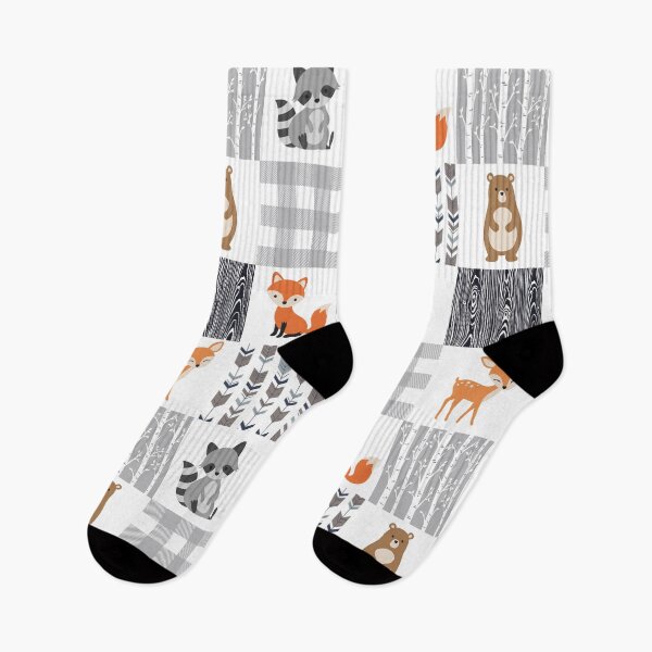 Item preview, Fox Raccoon Bear Deer Navy Grey Gray cute pattern designed and sold by aggiexnjoz.