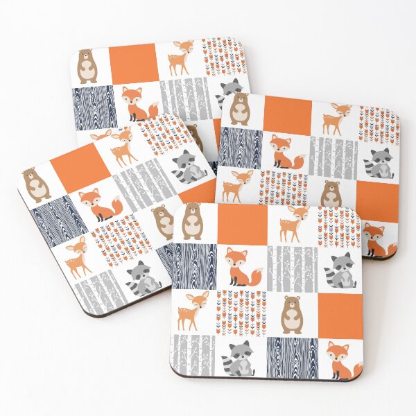 Item preview, Fox Raccoon Bear Deer orange navy cute pattern designed and sold by aggiexnjoz.