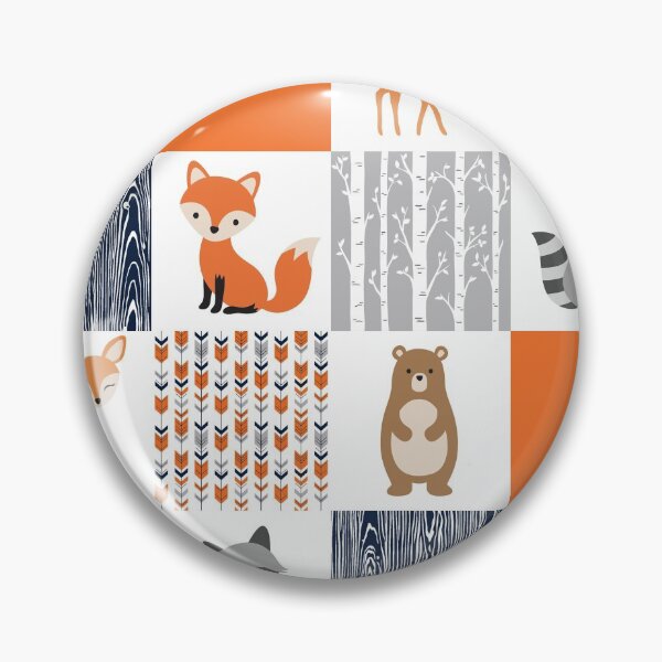 Item preview, Fox Raccoon Bear Deer orange navy cute pattern designed and sold by aggiexnjoz.