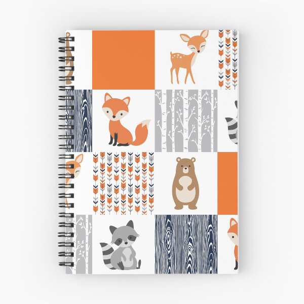 Item preview, Fox Raccoon Bear Deer orange navy cute pattern designed and sold by aggiexnjoz.