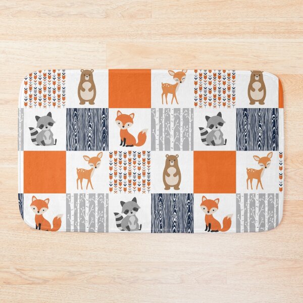 Item preview, Fox Raccoon Bear Deer orange navy cute pattern designed and sold by aggiexnjoz.