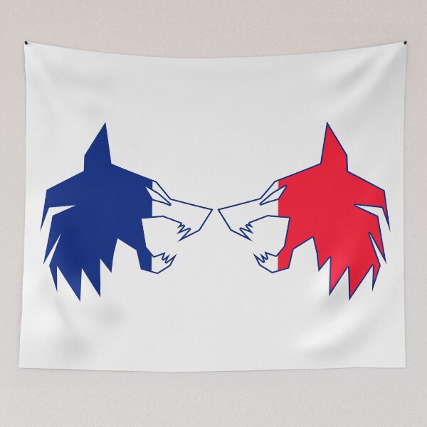 Item preview, twin wolf france flag designed and sold by the Zarock Shop.